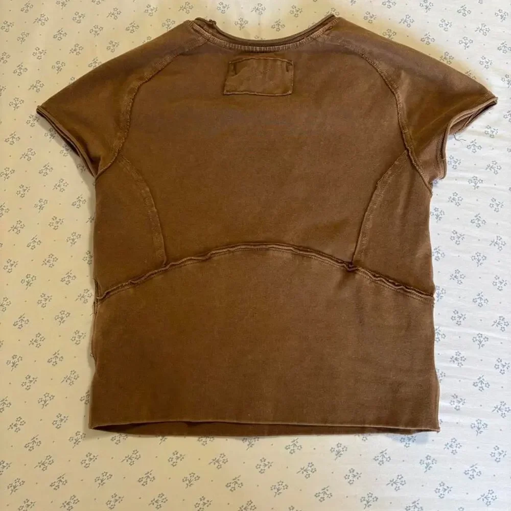 🤎 We The Free by Free People washed brown cropped tee